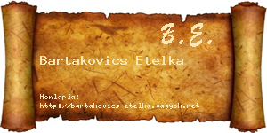 Bartakovics Etelka névjegykártya